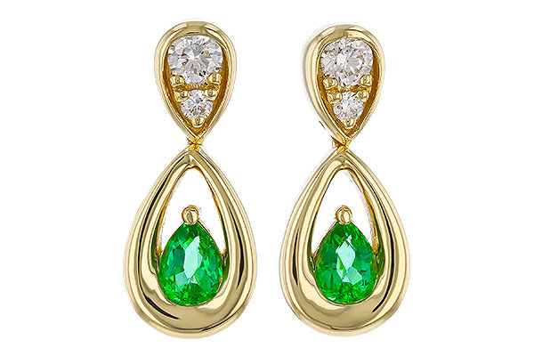 A311-13326: EARRINGS .20 EMERALD .32 TGW (4x3 EMER)