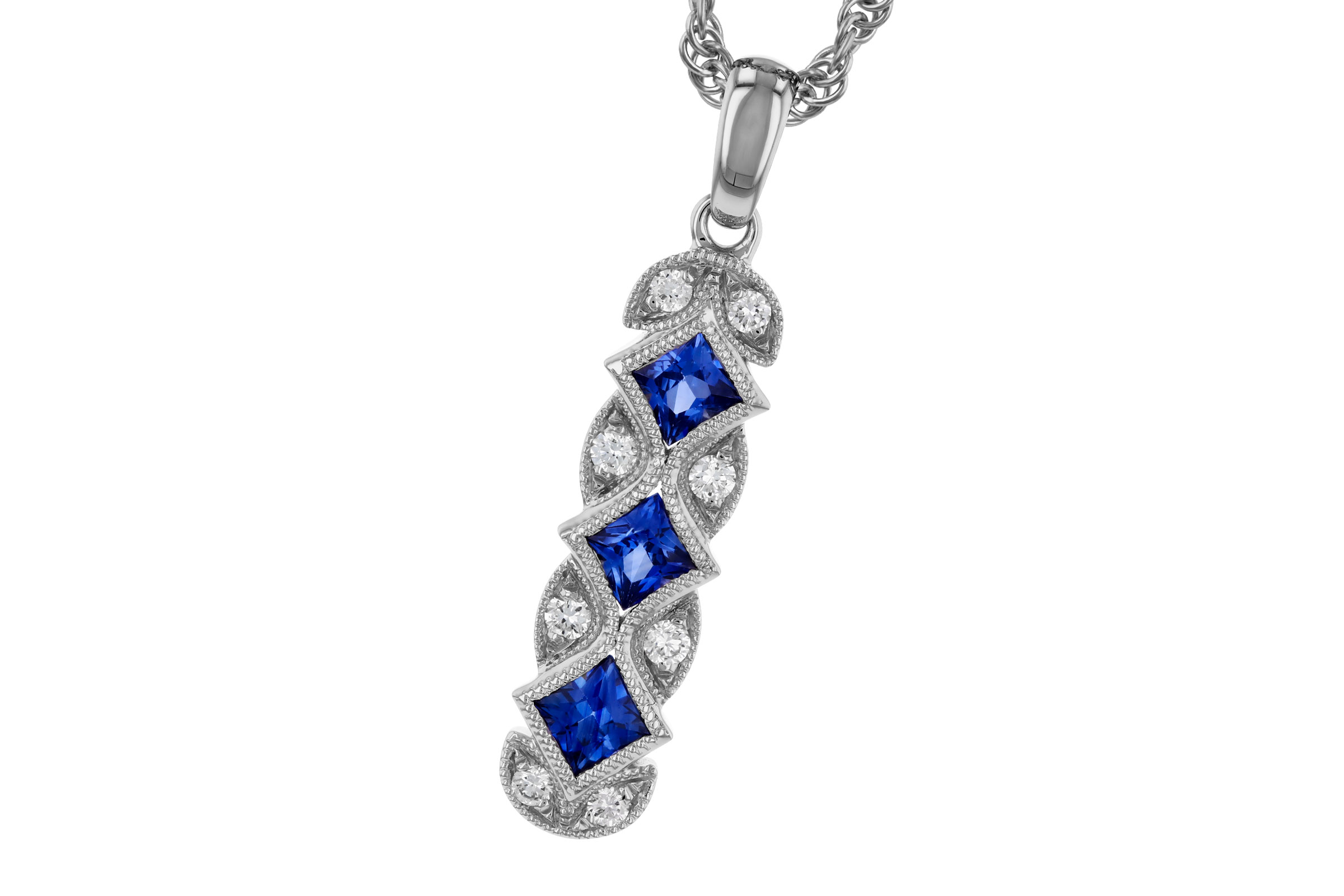 A312-02371: NECKLACE .55 TW SAPPHIRE .64 TGW
