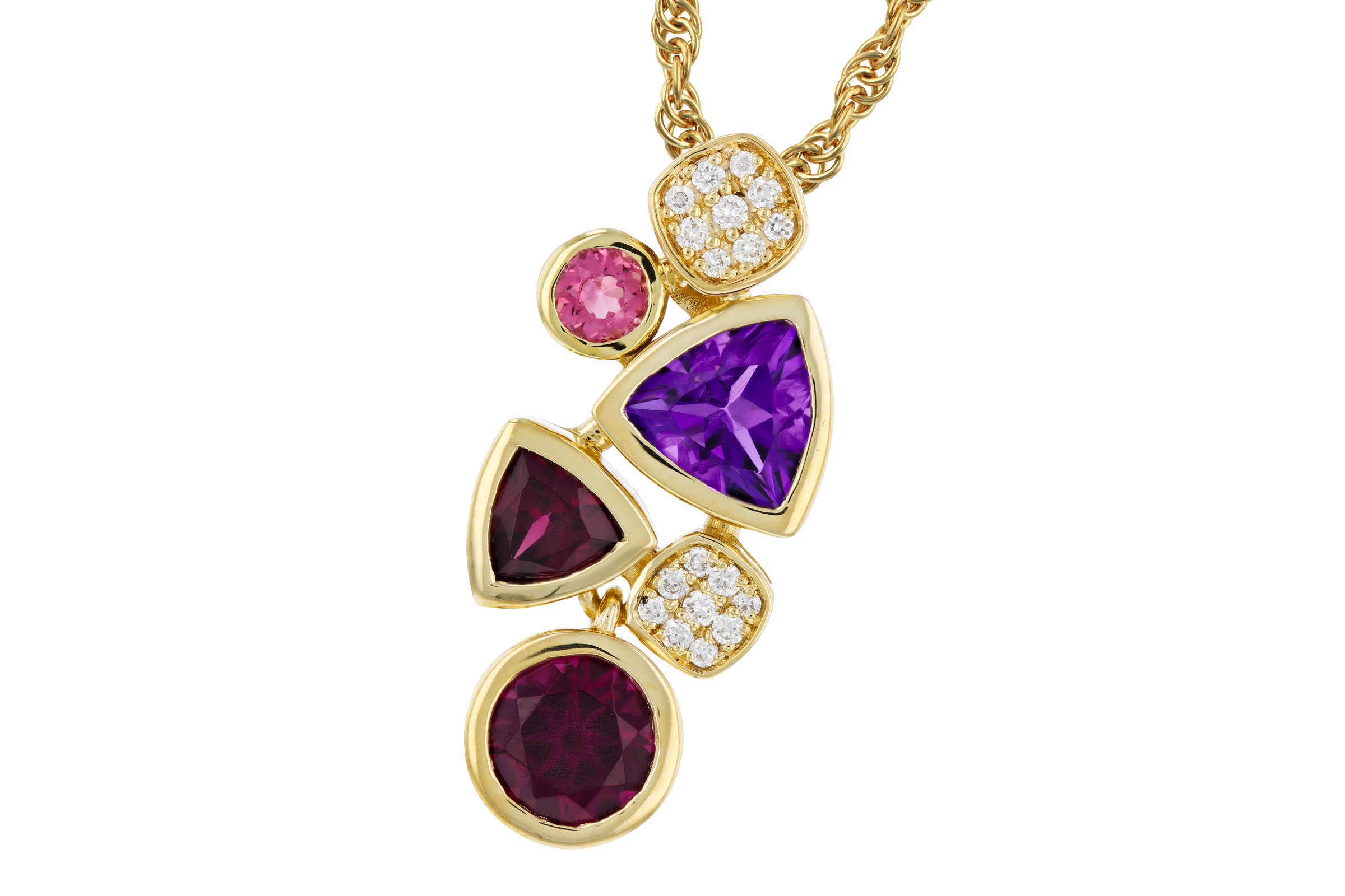 A312-02435: NECKLACE 1.34 SEMI-PREC (AM,RHO,PT) 1.40 TGW