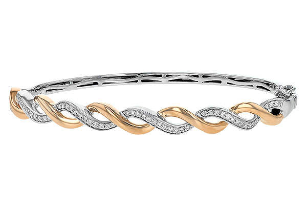 C225-69644: BANGLE BRACELET .42 TW (ROSE & WG)