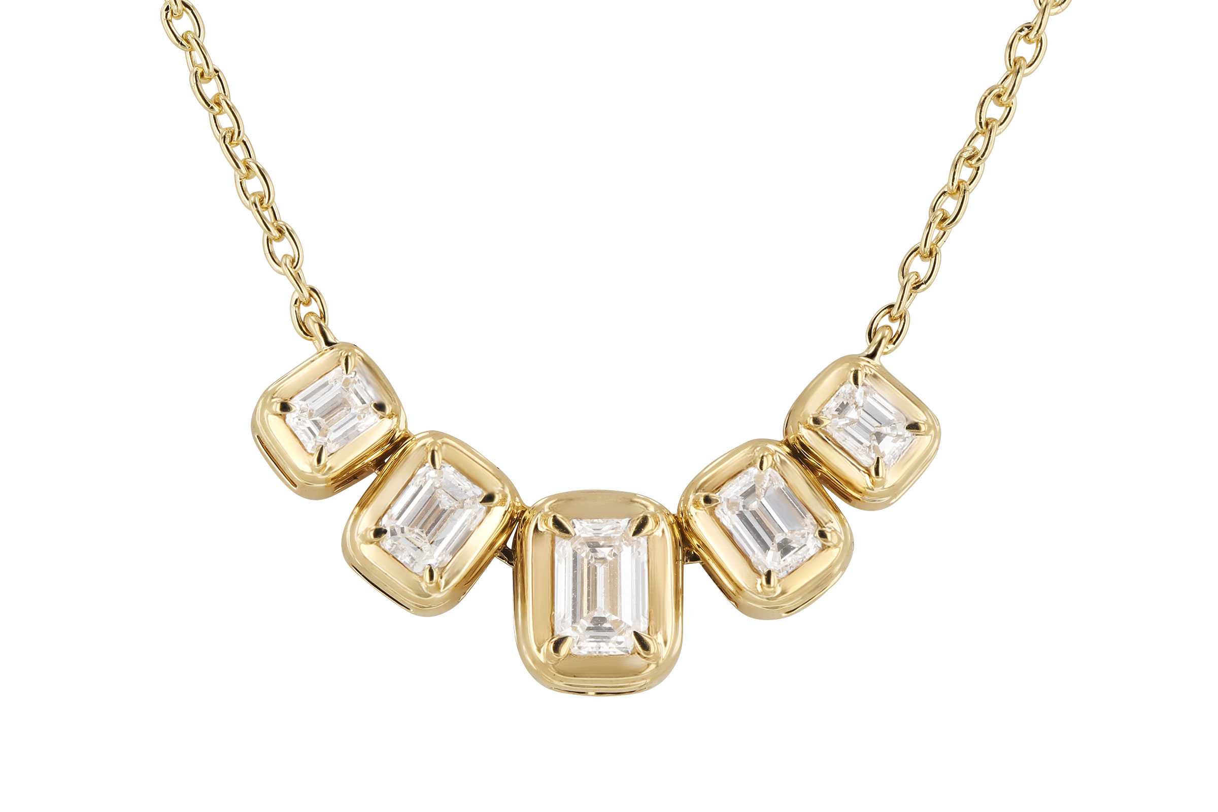 C312-03289: NECKLACE .87 TW EMERALD CUT DIA (18")