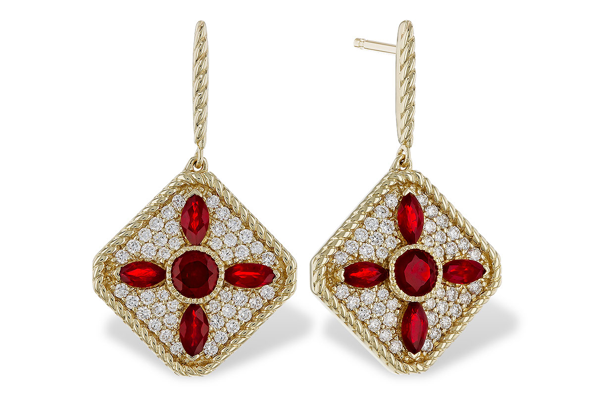 D311-14207: EARRINGS .99 TW RUBY 1.42 TGW