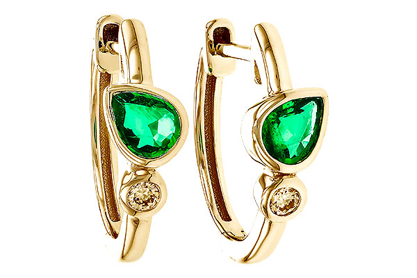 E311-14271: EARRINGS .38 TW EMERALD .44 TGW