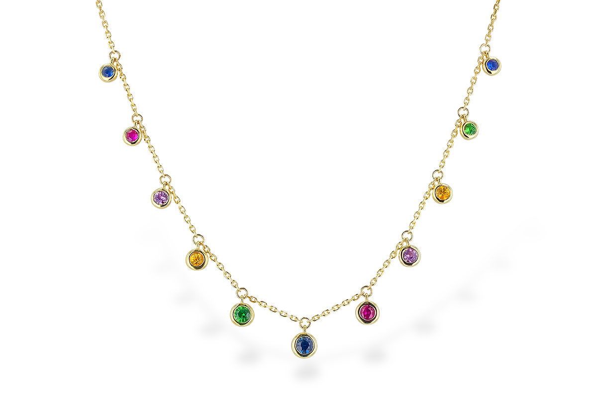 F310-25125: NECK .90 TW MULTI-COLOR SAPPH & GREEN GARNET (18")
