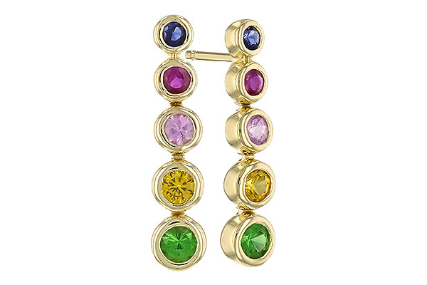 F310-26998: EARR .60 TW MULTI-COLOR SAPPH & GREEN GARNET