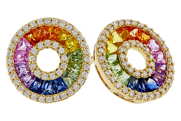 F311-12398: EARRINGS 2.10 MULTI-COLOR SAPP 2.37 TGW