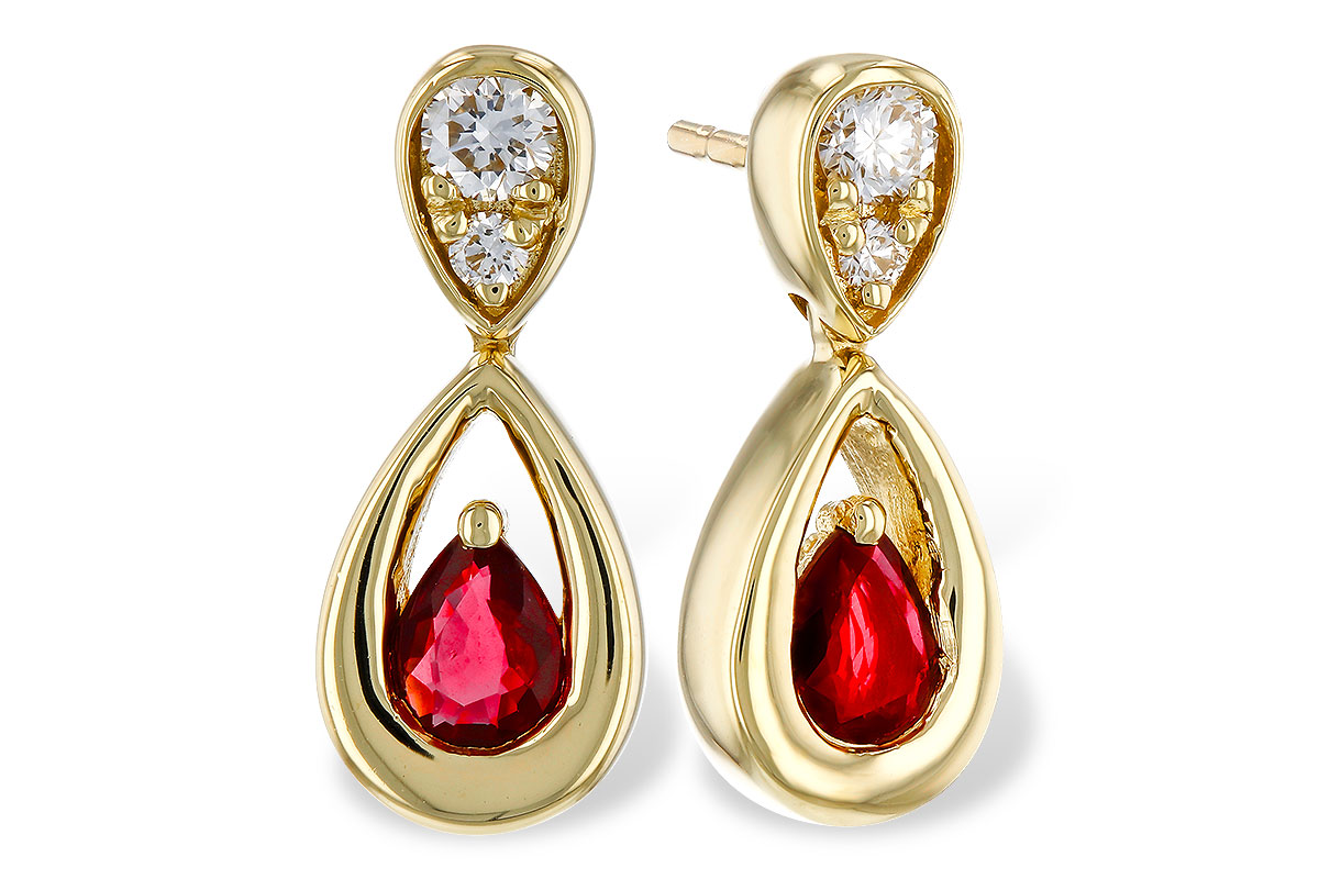 F311-12407: EARRINGS .40 RUBY .52 TGW (4x3 RUBY)