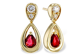 F311-12407: EARRINGS .40 RUBY .52 TGW (4x3 RUBY)