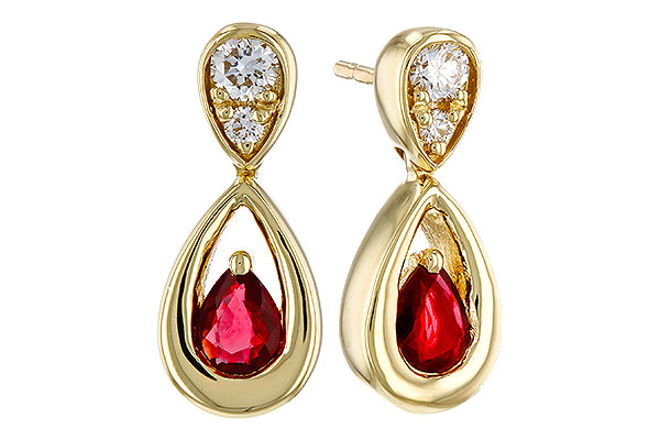 F311-12407: EARRINGS .40 RUBY .52 TGW (4x3 RUBY)
