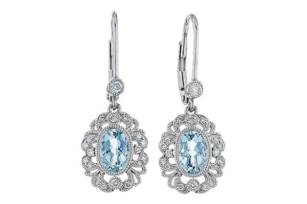 G311-10598: EARRING .75 TW AQUA .92 TGW (7x5MM AQUA)