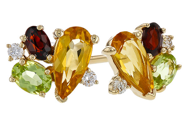 G311-12398: EARRINGS .66 SEMI PREC (CIT,PER,GAR) .70 TGW