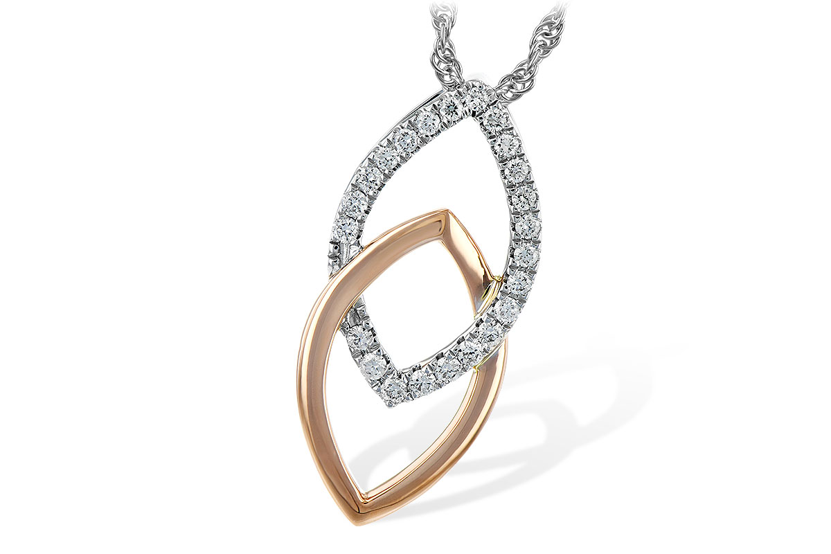 H225-71534: NECKLACE .20 TW (ROSE & WG)