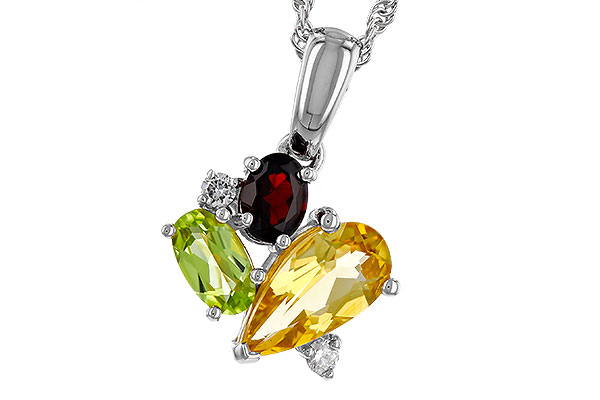 H311-12398: NECKLACE .79 SEMI PREC (CIT,PER,GAR) .82 TGW