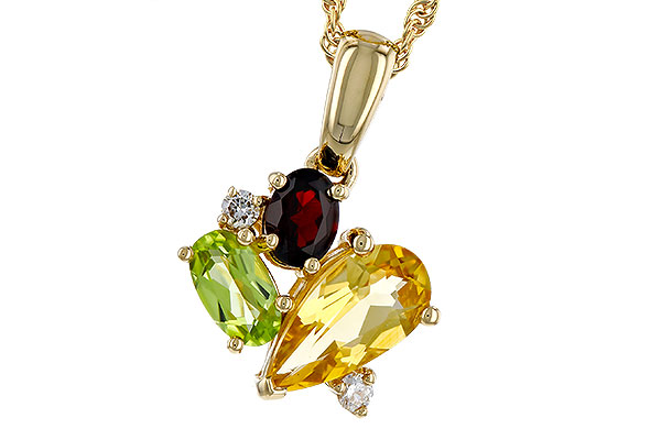 H311-12398: NECKLACE .79 SEMI PREC (CIT,PER,GAR) .82 TGW