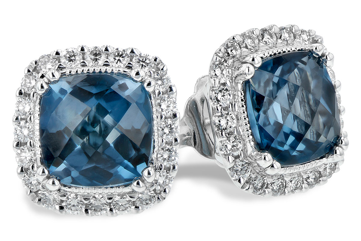 K225-65116: EARR 2.14 LONDON BLUE TOPAZ 2.40 TGW (6MM LBT)