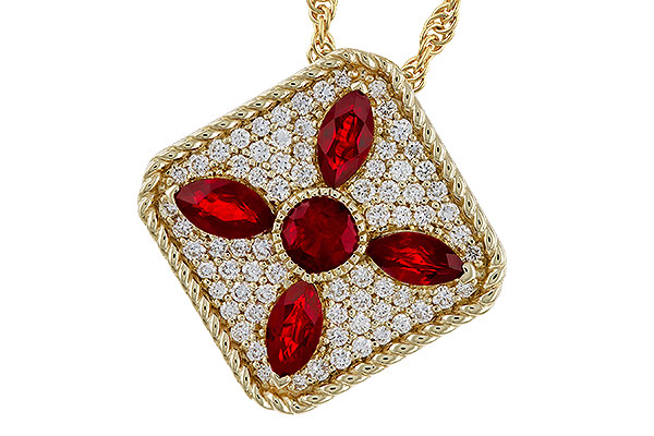 K311-14198: NECKLACE .81 TW RUBY 1.12 TGW