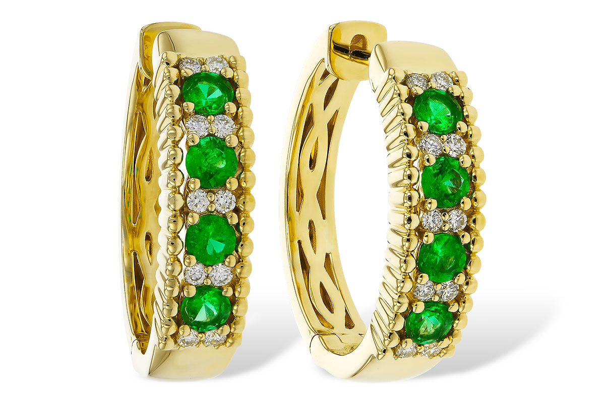 K311-17907: EARRINGS .33 TW EMERALD .45 TGW