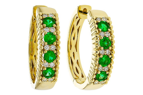 K311-17907: EARRINGS .33 TW EMERALD .45 TGW