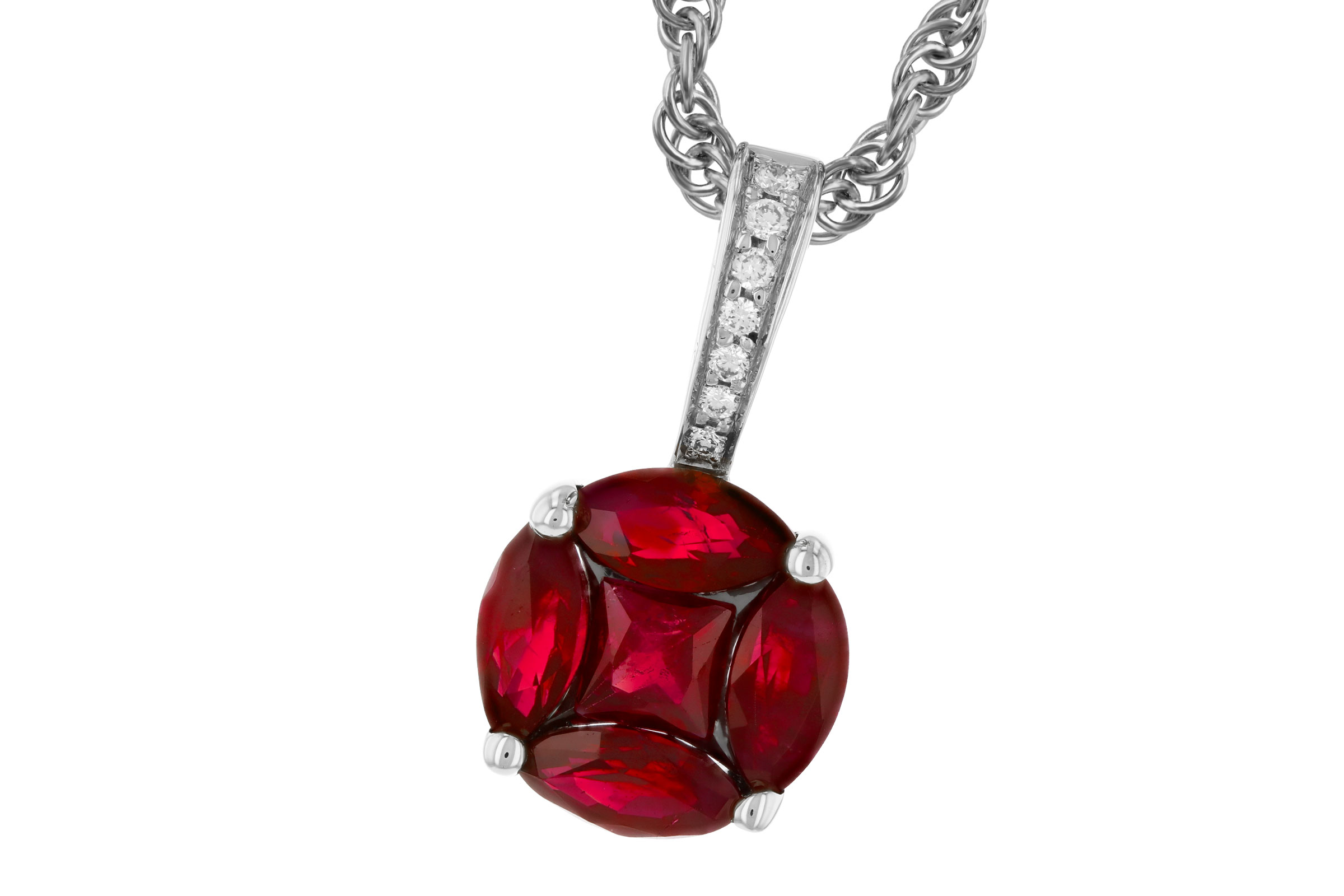 K312-00625: NECKLACE .80 RUBY .82 TW