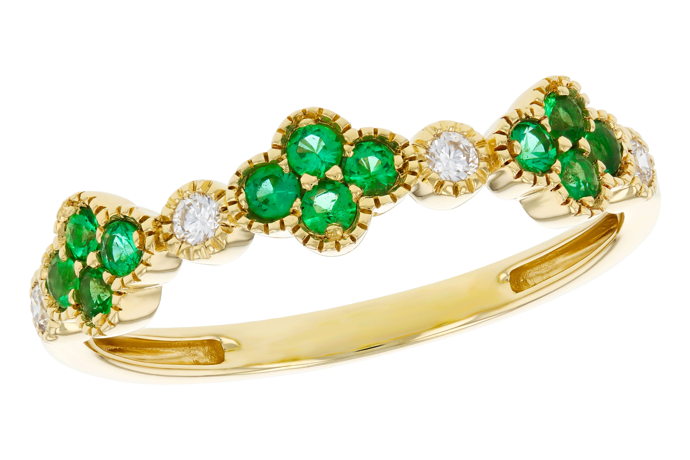 K312-03298: LDS WED RG .18 TW EMERALD .26 TGW