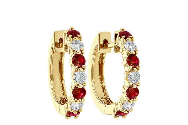 L037-48752: EARRINGS .64 RUBY 1.05 TGW