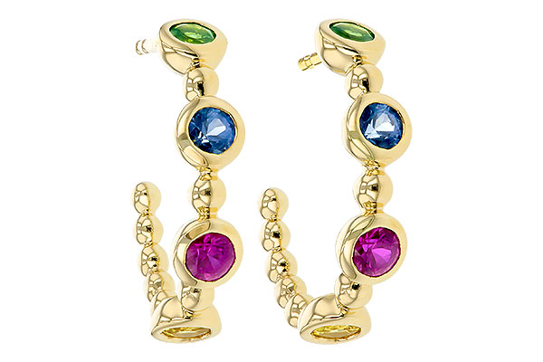 L312-00552: EARR .68 TW MULTI-COLOR SAPPH & GREEN GARNET