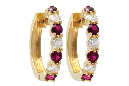 M037-48752: EARRINGS 1.30 RUBY 2.08 TGW