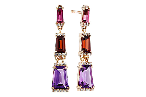 M311-13343: EARRINGS 1.98 SEMI-PREC (PT,GT,AMY) 2.05 TGW