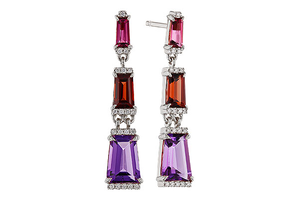 M311-13343: EARRINGS 1.98 SEMI-PREC (PT,GT,AMY) 2.05 TGW