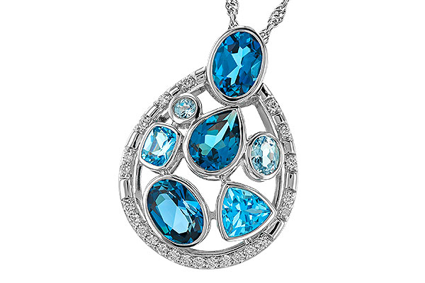 M311-15134: NECKLACE 3.23 TW BLUE TOPAZ 3.38 TGW