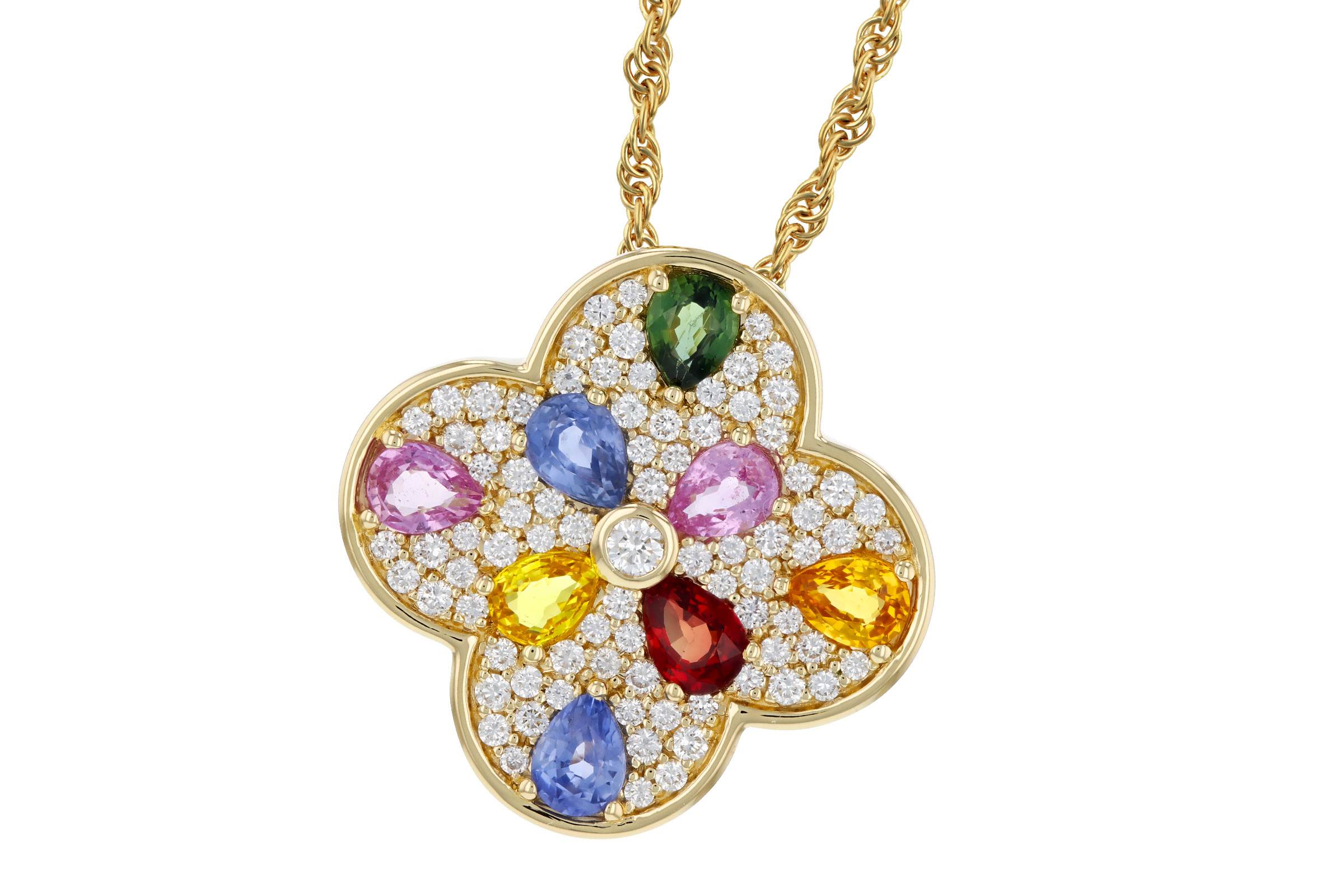 M312-03316: NECKLACE 1.40 MULTI-COLOR SAPPH 1.82 TGW